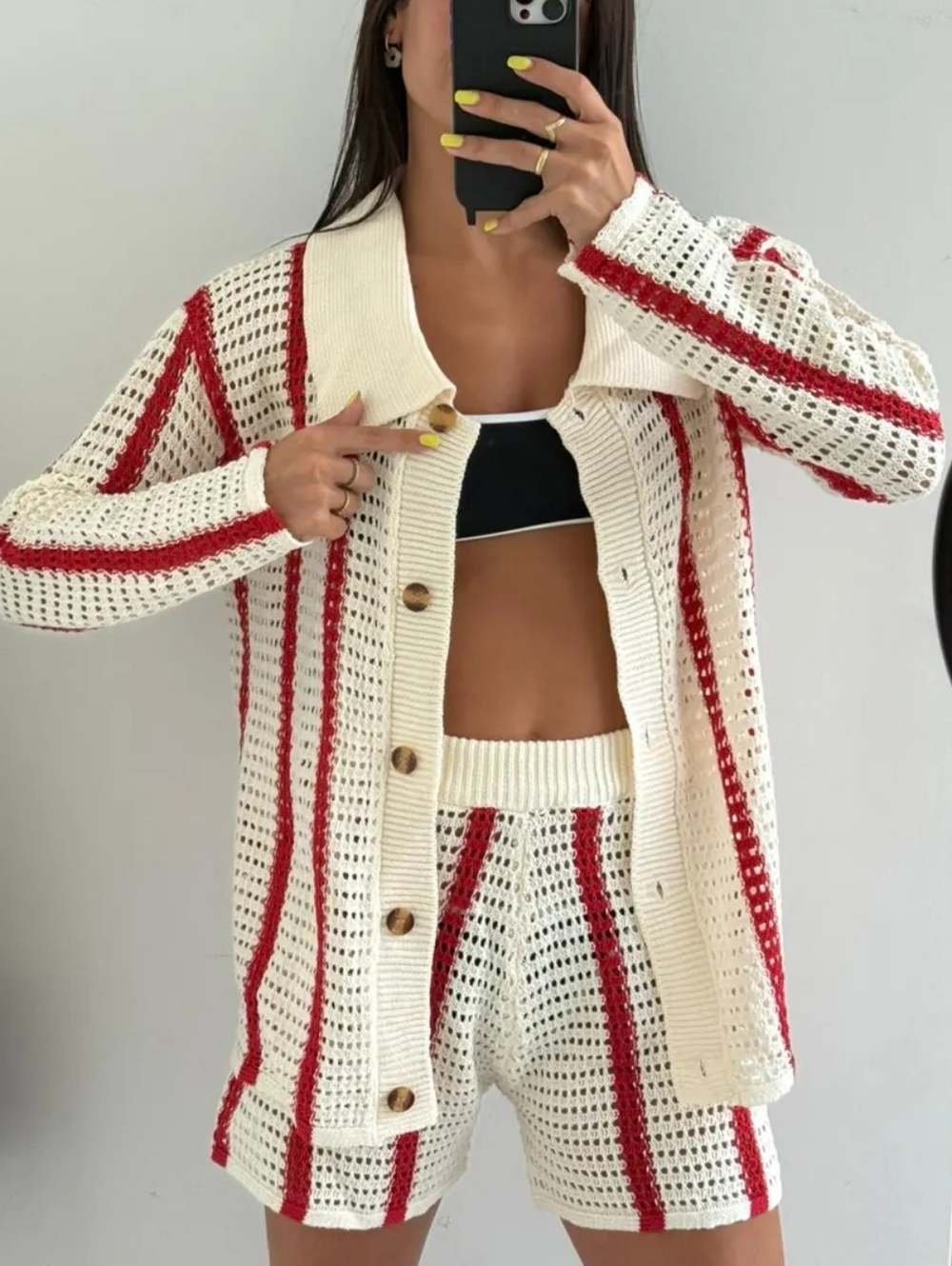NWT COMMENSE | Crochet Striped Short 2 Pc Set - Picture 8 of 8